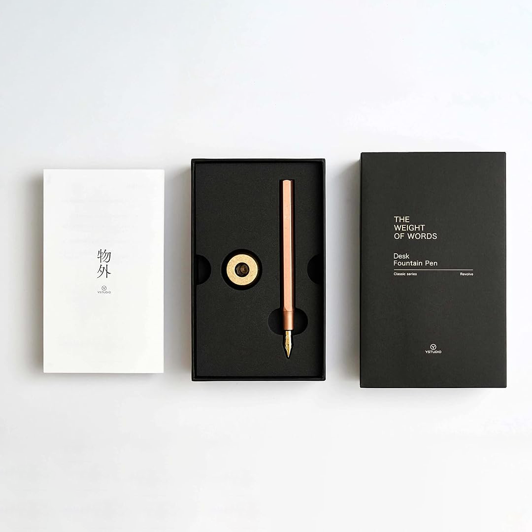 Ystudio | Fountain Pen | Classic Revolve | Fine Nib | Copper Converter (Included) Without Cap