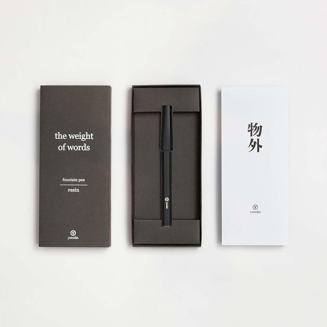 Ystudio | Fountain Pen | Resin Series | Acrylic Brass Black | Fine Nib