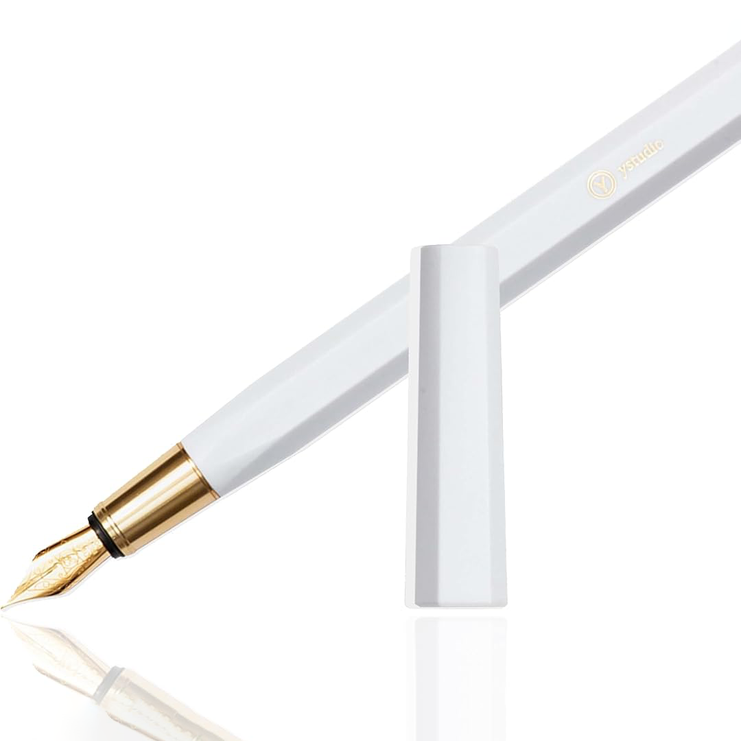 Ystudio Resin Series – Fountain Pen in White Colour | Medium Nib