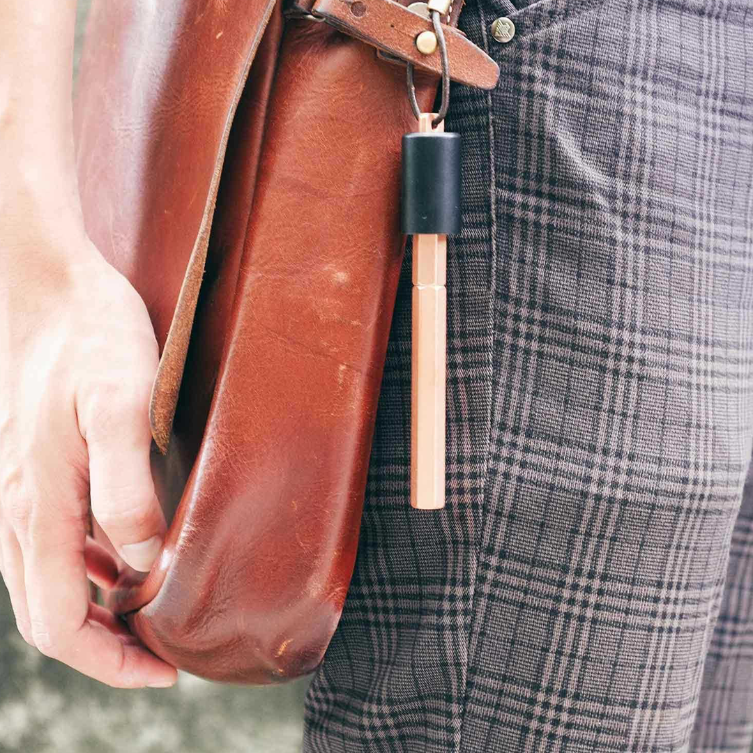 Ystudio Portable Copper Fountain Pen – Fine Nib, Gold-Plated Trim