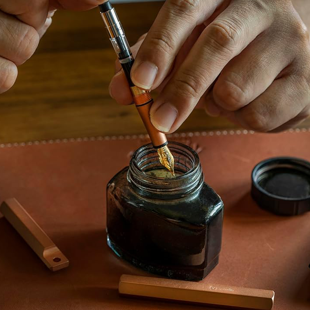 Ystudio | Portable Fountain Pen | Brassing Copper | Classic Revolve Series | Medium Nib