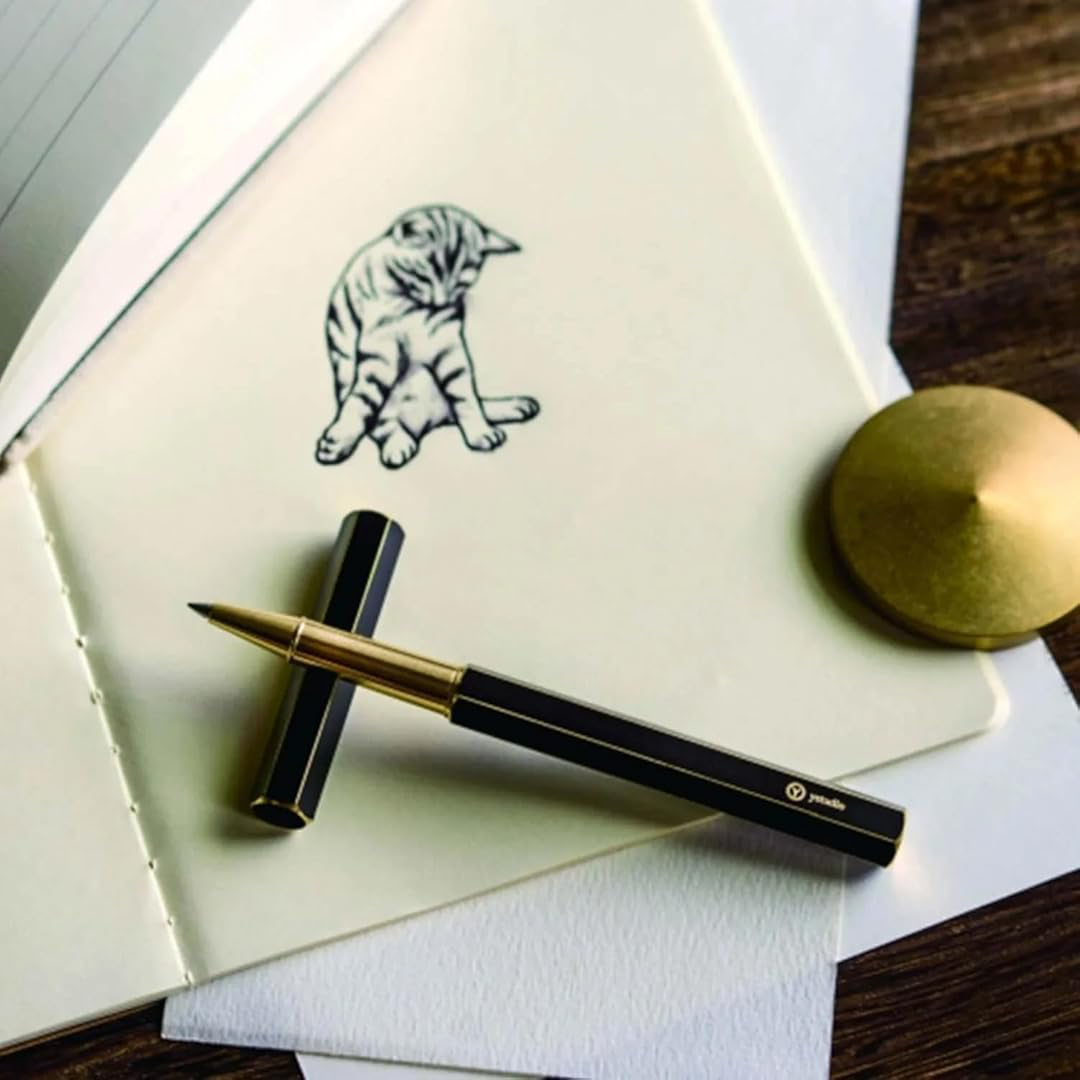 Ystudio Classic Rollerball Pen – Black Brassing (Fine Nib)