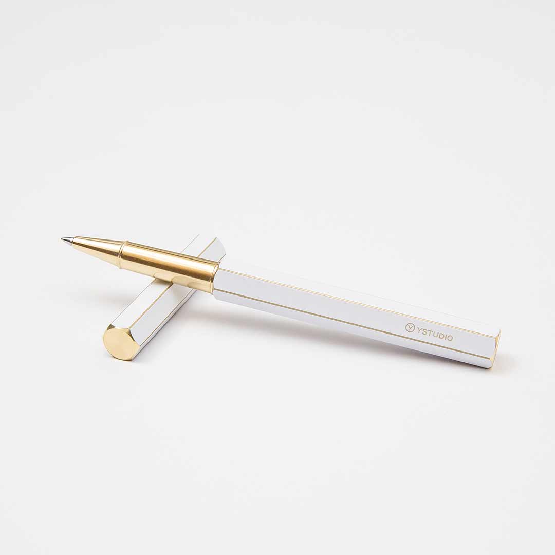 Ystudio | Rollerball Pen | Classic Revolve | Brass White