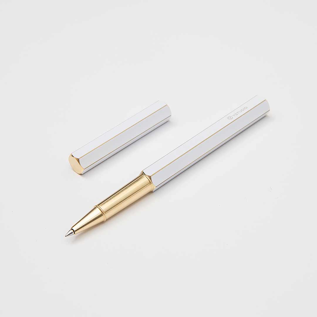 Ystudio | Rollerball Pen | Classic Revolve | Brass White