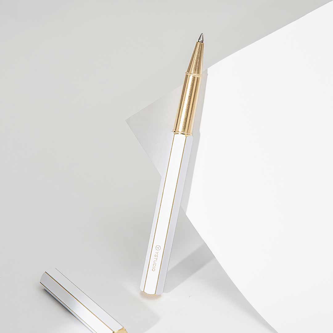 Ystudio | Rollerball Pen | Classic Revolve | Brass White